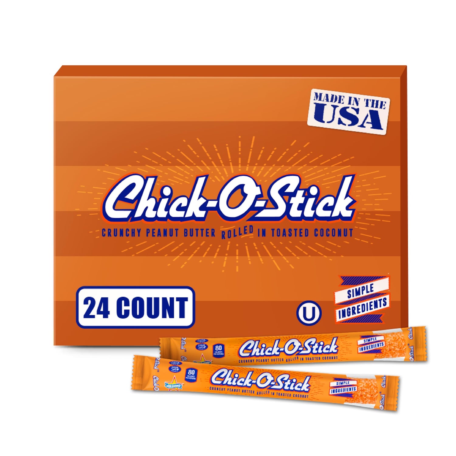 Atkinson's Chick-O-Stick close-up: crunchy peanut butter with toasted coconut; gluten-free indulgence.