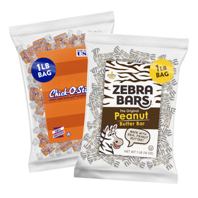 Atkinson's Chick-O-Stick and Peanut Butter Bars variety pack display, gluten-free snack for gatherings.