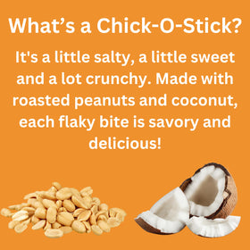 Close-up of Chick-O-Stick highlighting peanut and coconut notes