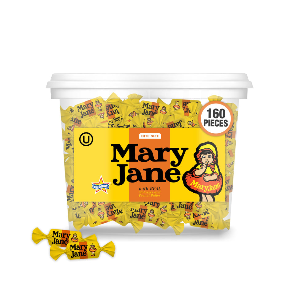 Atkinson's Mary Jane bite-size tub with 160-piece packaging for sharing