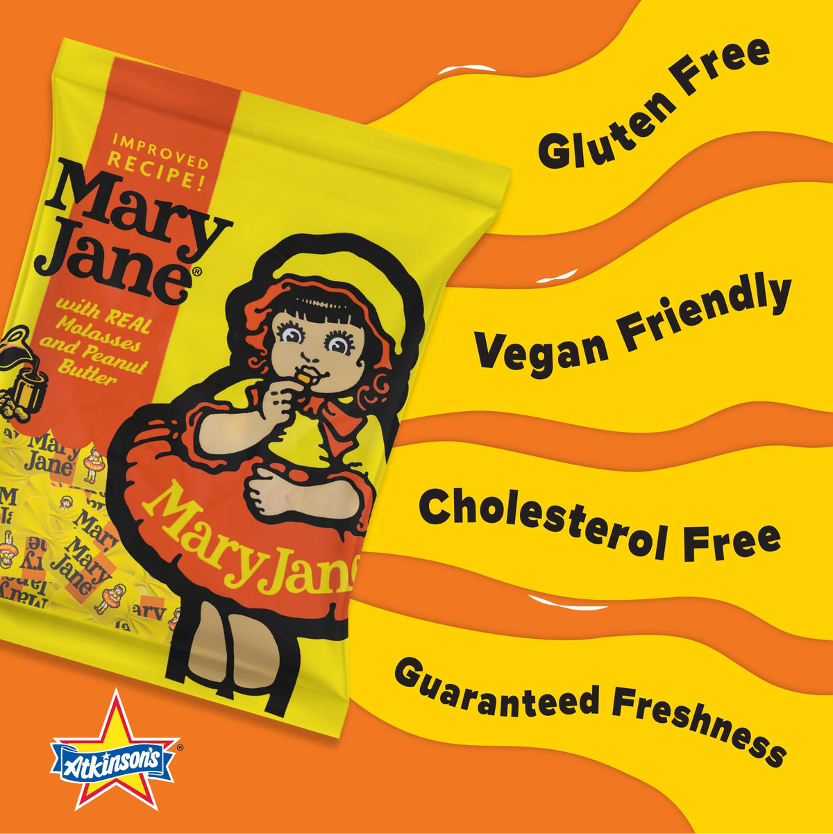 Atkinson's Mary Jane kosher, gluten-free, vegan badge signals inclusive options