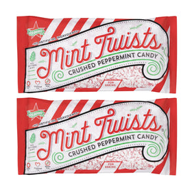 Atkinson's Mint Twists Crushed pack showing bite-sized candy for baking.