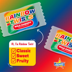 Atkinson's Rainbow Twists snack bowl setting, great for celebrations.