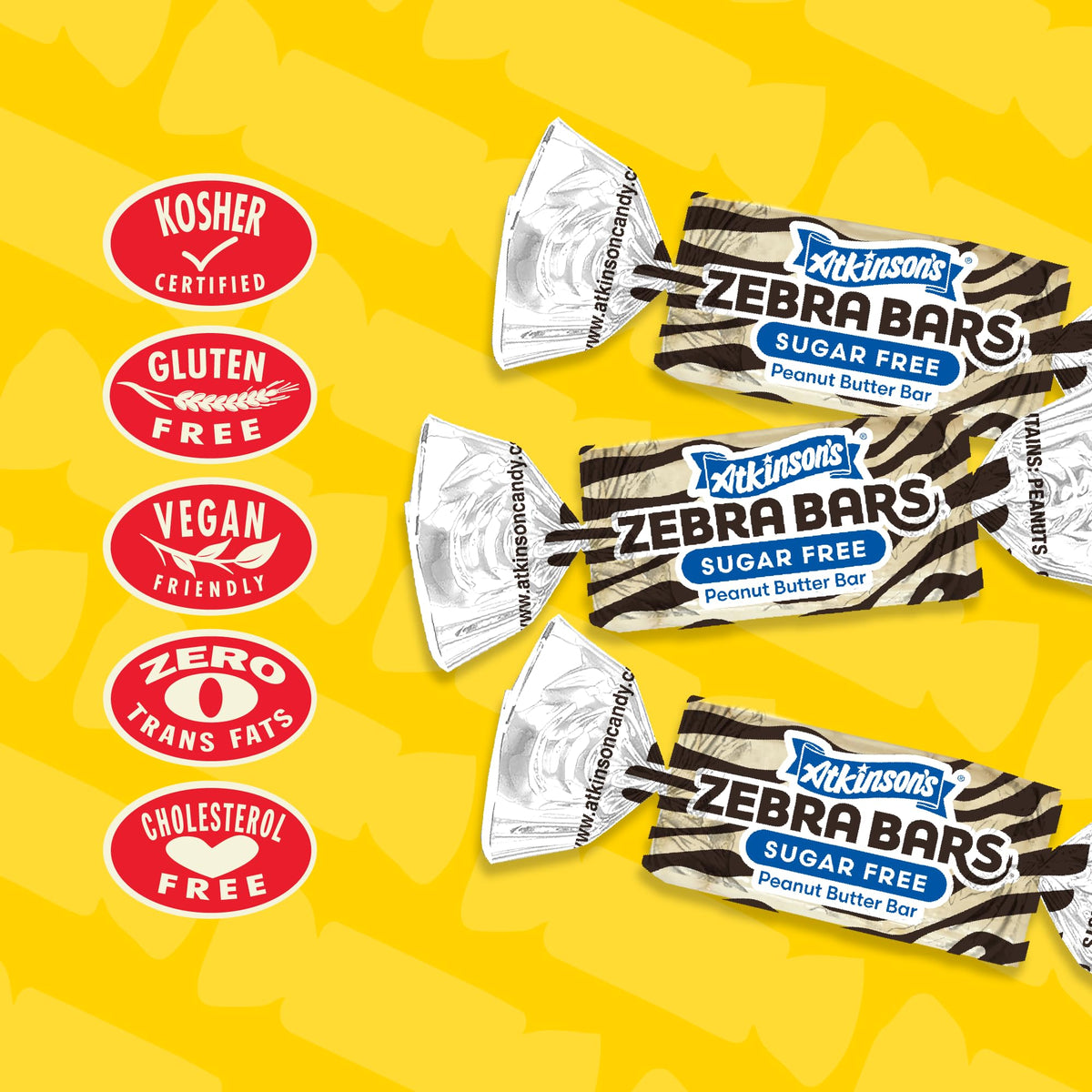 Atkinson's Sugar Free Peanut Butter Bars in a bowl, ready for snacking.