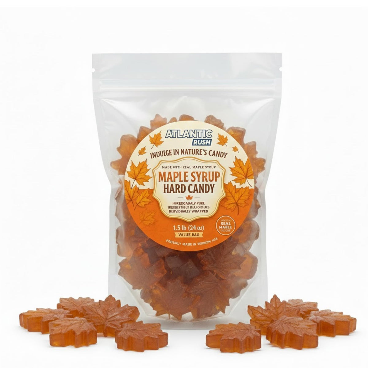 Atlantic Rush real maple leaf drop candy showing authentic flavor for quick indulgence
