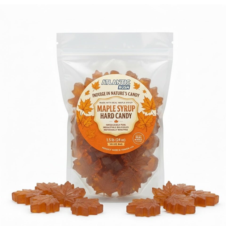 Atlantic Rush real maple leaf drop candy showing authentic flavor for quick indulgence