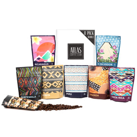 Atlas Coffee Club world tour sampler box highlights eight origins for adventurous coffee lovers to explore flavors.