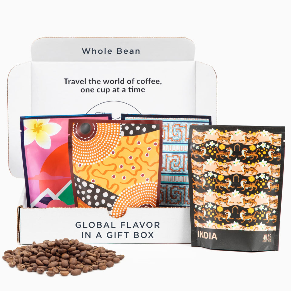 Atlas Coffee Club World Tour Set packaging—sampler box ideal for gifting and display.