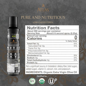 Gift-ready Atlas Olive Oil Spray on eggs, veggies, and bread