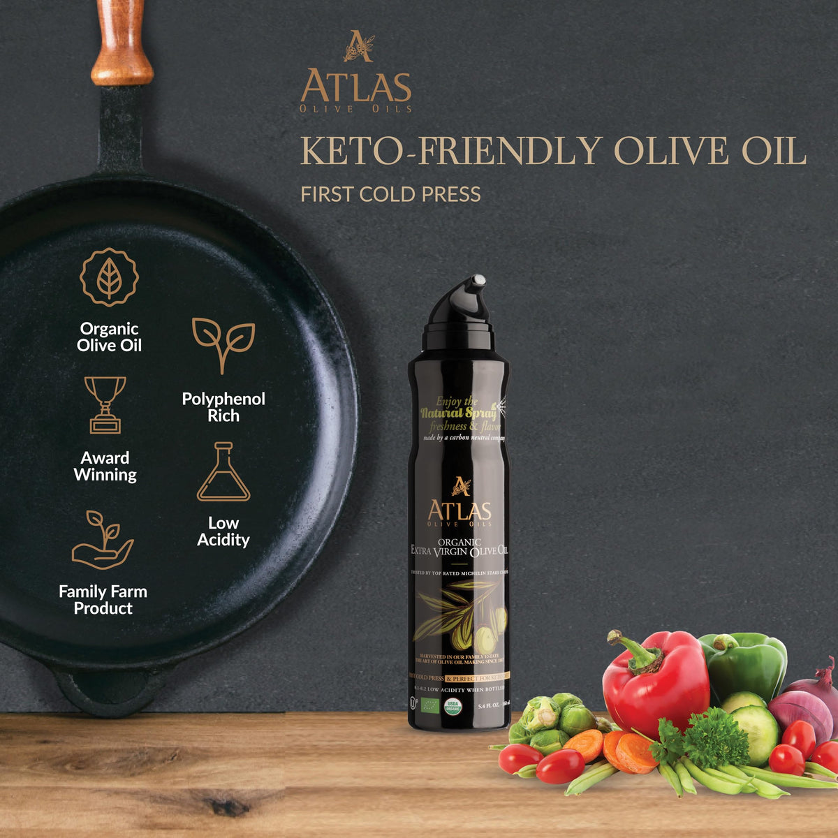 Keto and vegan-friendly oil spray for portion control