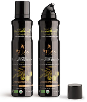 Atlas Olive Oil Spray in mist mode for even pan coverage and flavor