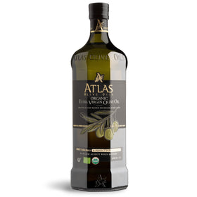 Atlas Olive Oils bottle on wood, ideal for everyday Moroccan EVOO use.