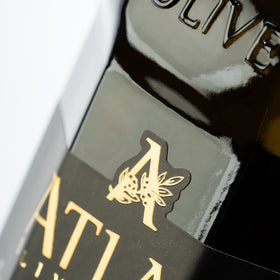 Atlas Olive Oils packaging shown reflecting organic artisanal credentials.
