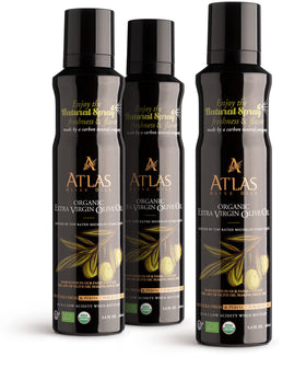 Atlas Olive Oils spray bottle with a fine mist for even salad coating.