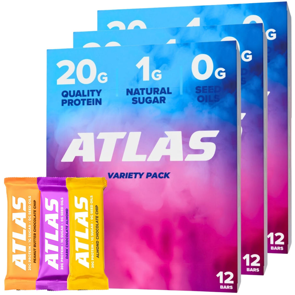 Atlas Protein Bar foil-wrapped for on-the-go fueling and grab-and-go convenience.