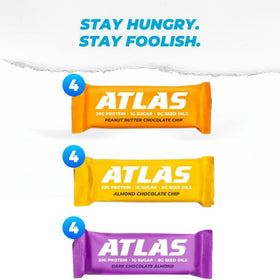 Atlas Real Food Protein Bar provides 20g protein per bar for steady activity.