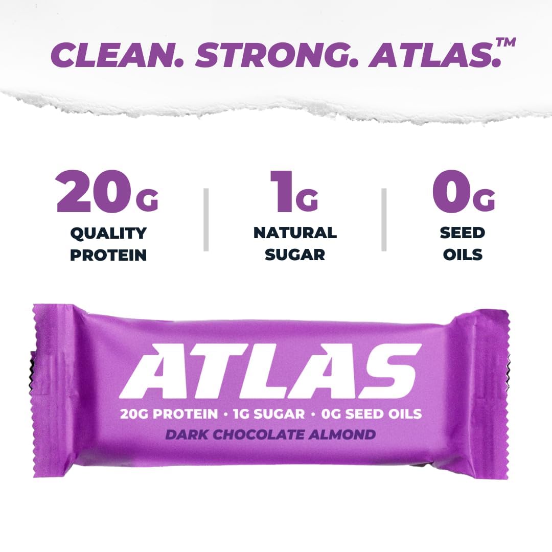 Atlas Real Food Protein Bar Dark Chocolate Almond — rich texture and clean protein