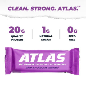 Atlas Real Food Protein Bar Dark Chocolate Almond — rich texture and clean protein