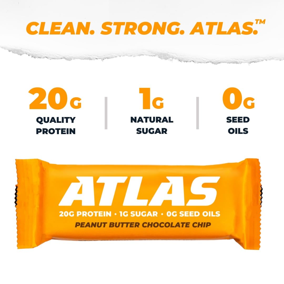 Atlas PB Chocolate Chip flavor blends peanut butter with chocolate for satisfying taste.