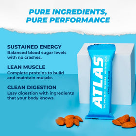 Atlas Real Food Protein Bar monk fruit close-up — naturally sweetened option