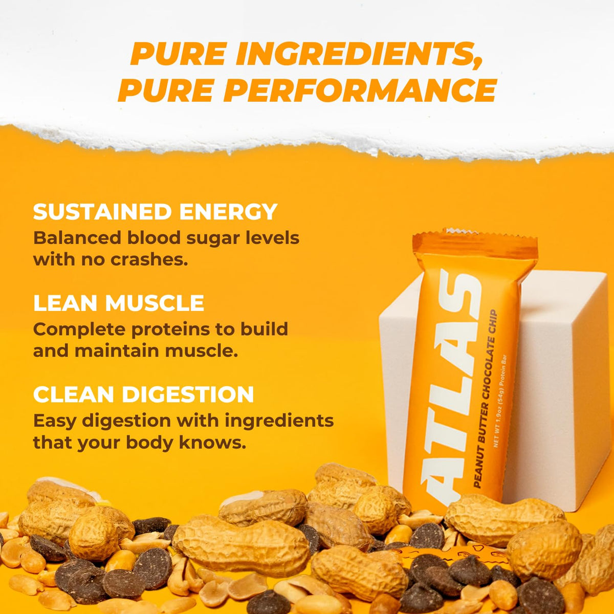 Atlas bar contains no artificial sweeteners, relying on natural monk fruit.