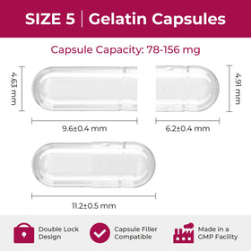 ATLEMISME empty gelatin capsules size 5, smooth shells ideal for precise filling.