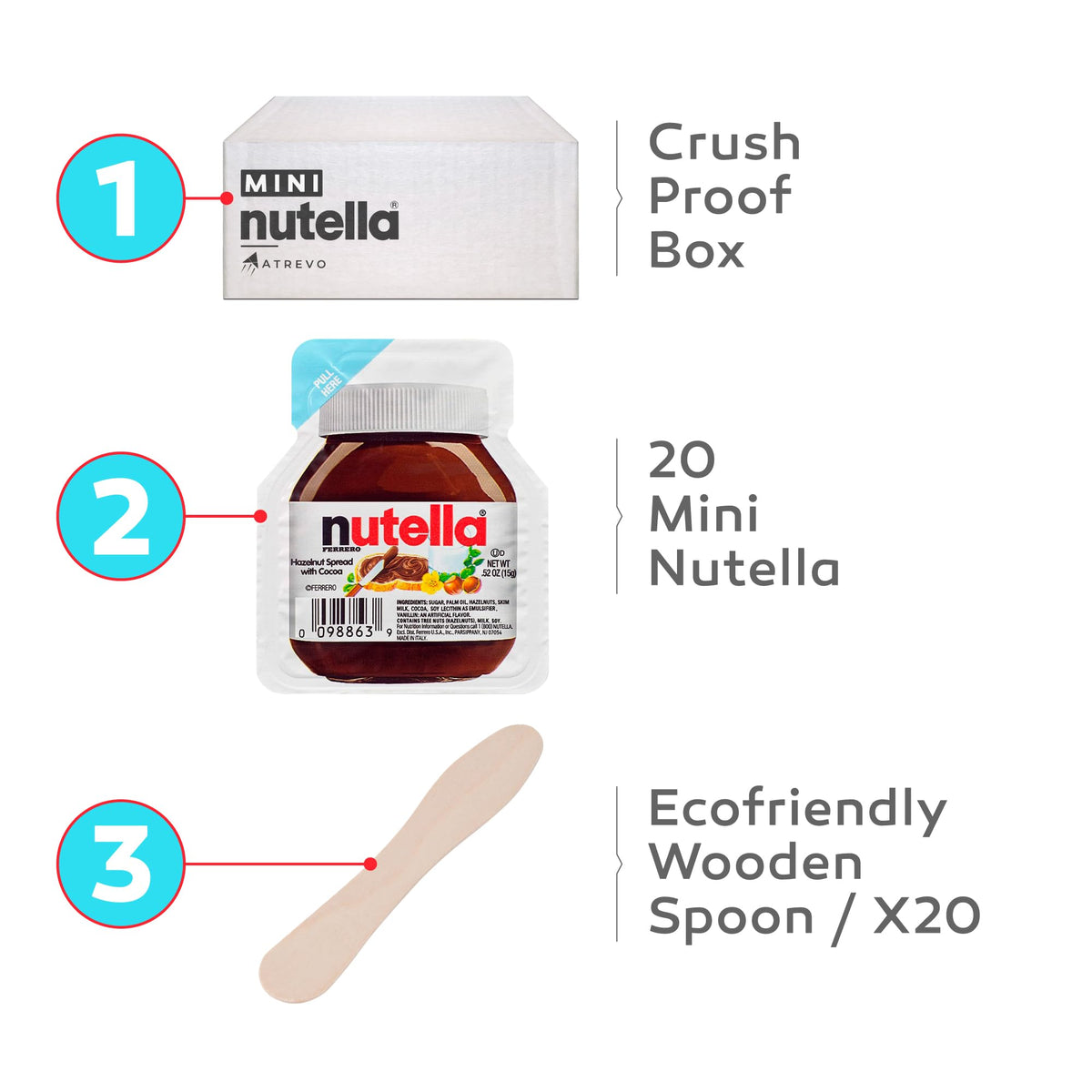 Close-up of Nutella mini cups in gift-ready packaging