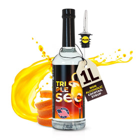 ATREVO orange triple sec syrup bottle pour for precise, mess-free cocktails.