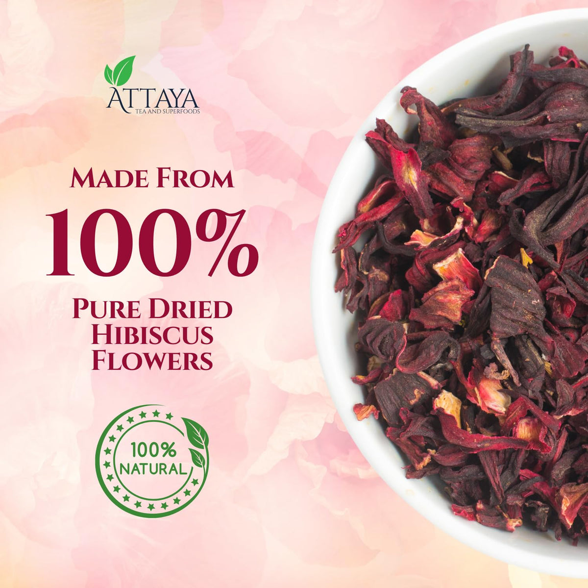 Attaya hibiscus loose flowers 16oz bag front view for brewing.