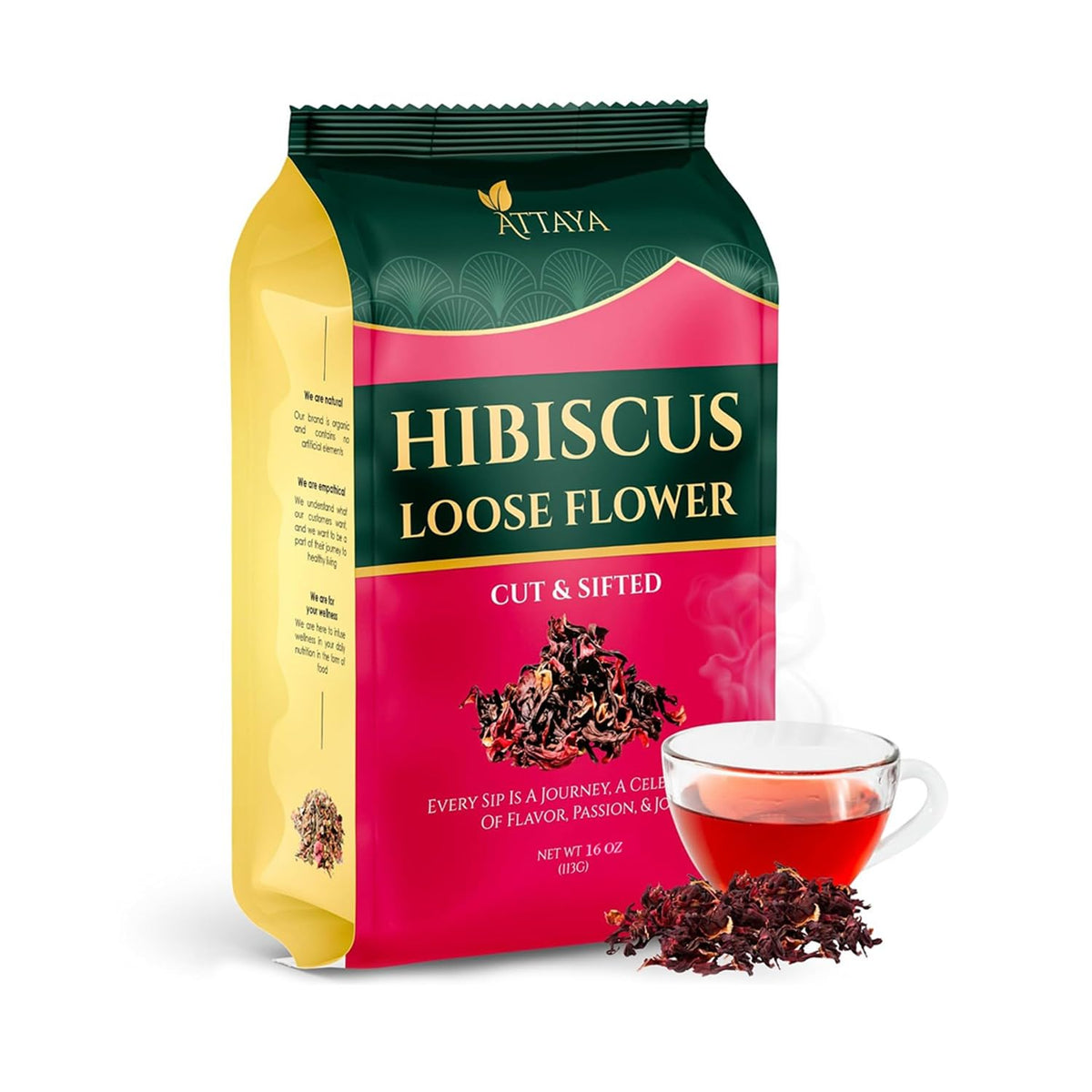 Attaya hibiscus loose flowers from Nigeria for vibrant zobo and agua fresca.