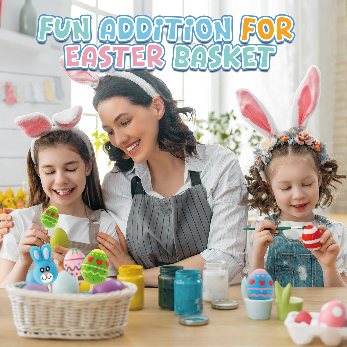 Auebriy Easter party favors brighten tables and baskets with color and flavor.
