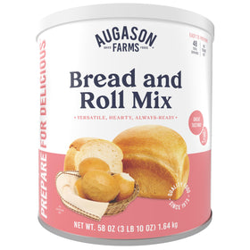 Augason Farms bread mix can contents shown for long-term emergency storage.