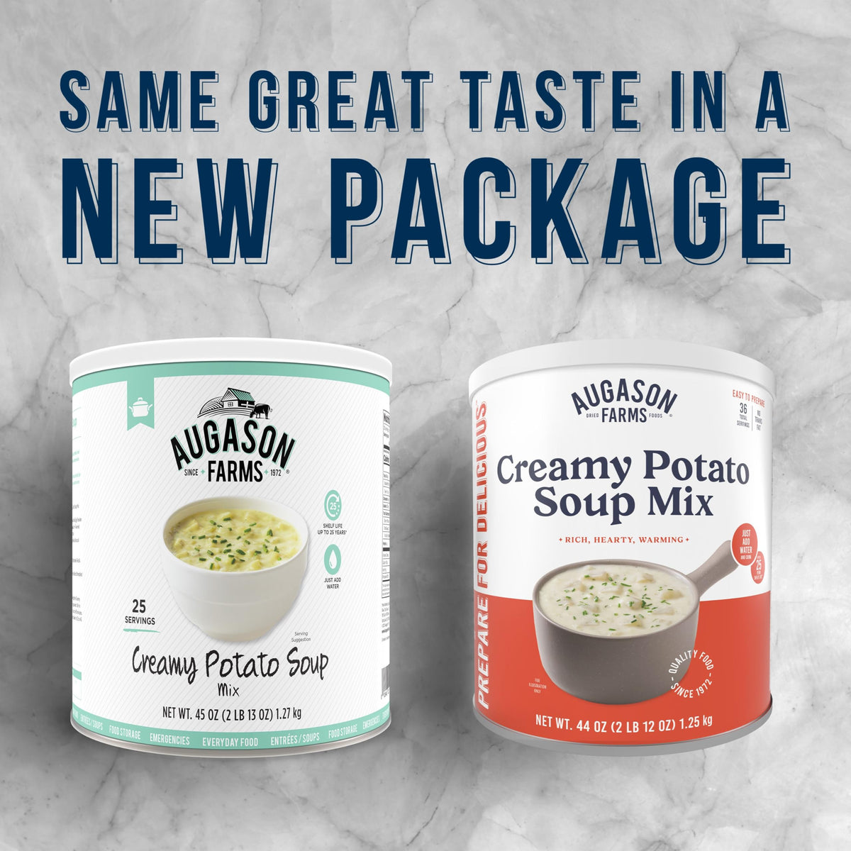 Prepared bowl of Augason Farms Creamy Potato Soup Mix highlighting creamy texture