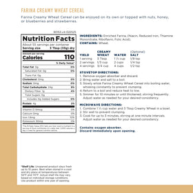 Augason Farms Creamy Wheat Cereal with add-ins for flavor variety.