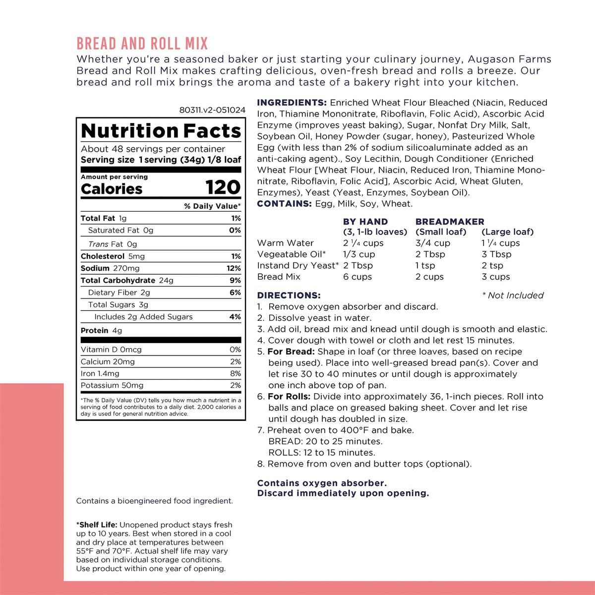 Augason Farms emergency prep storage kit includes bread mix for planning.