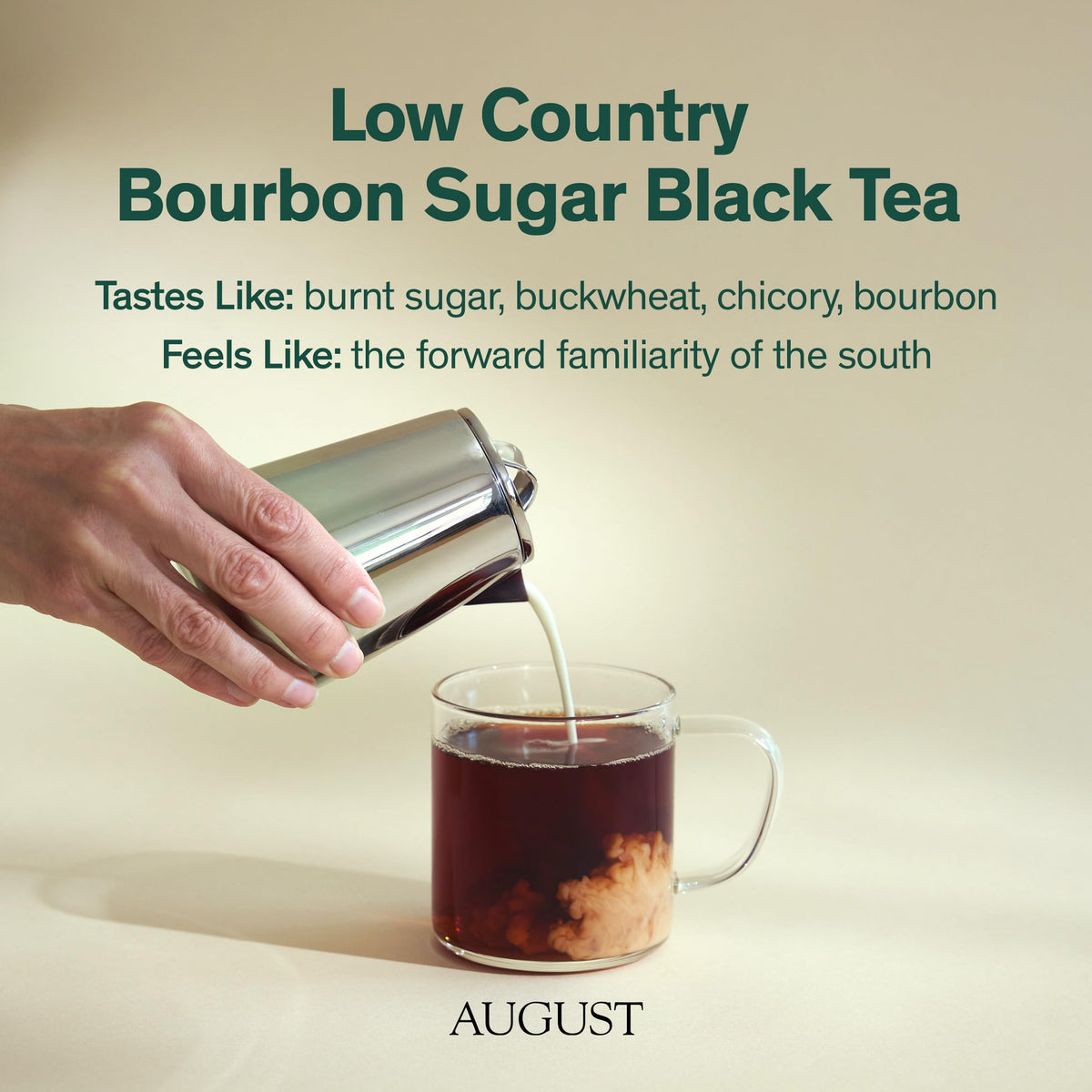 August Uncommon Low Country Bourbon Sugar Tea hot brew in cup releases bold southern flavor