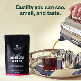 August Uncommon Low Country Bourbon Sugar Tea with milk for creamy finish