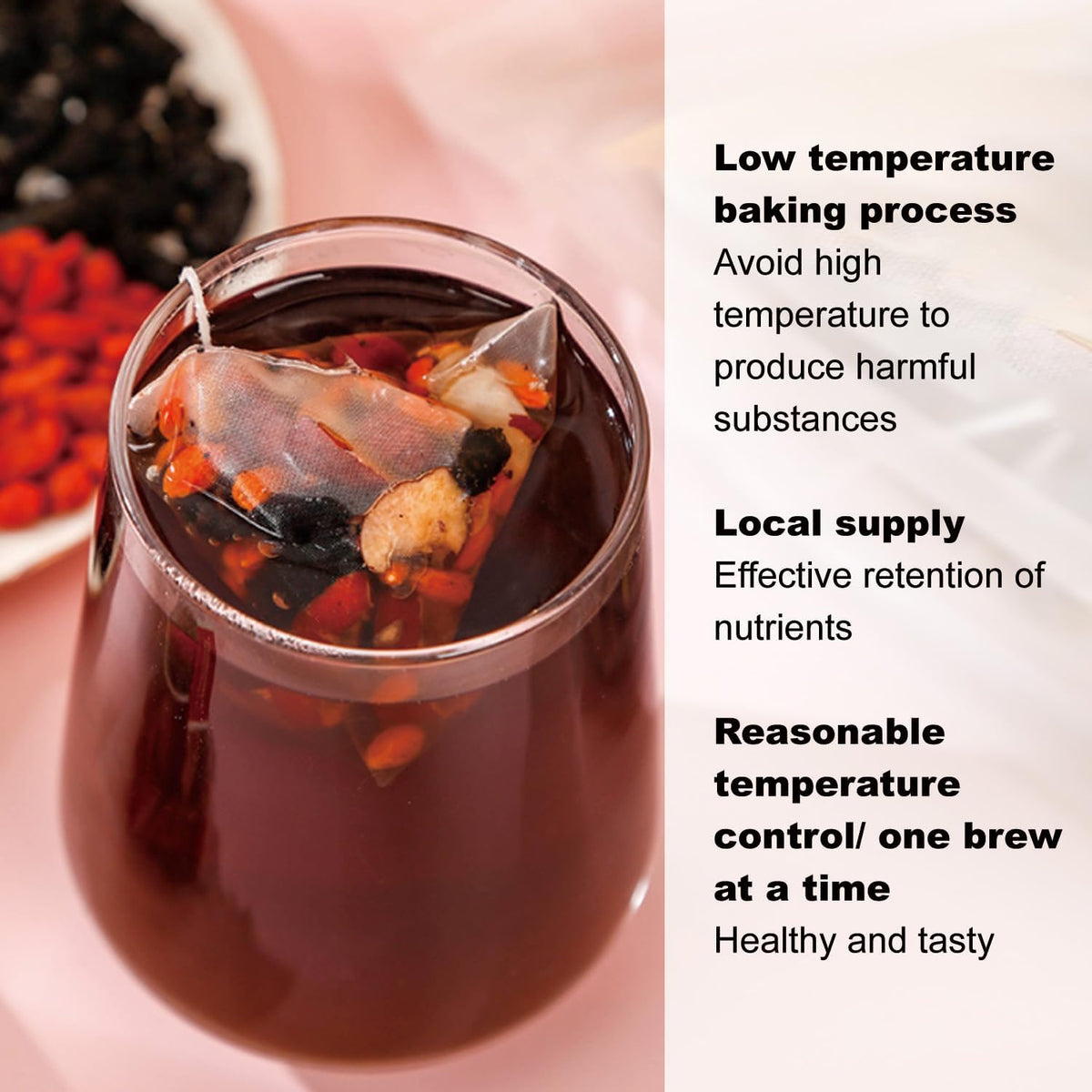 Steaming cup of Aultink Ginseng Eight Treasure Tea