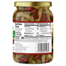 Aunt Nellie's 3 Bean Salad colorful mix with onions and red peppers.