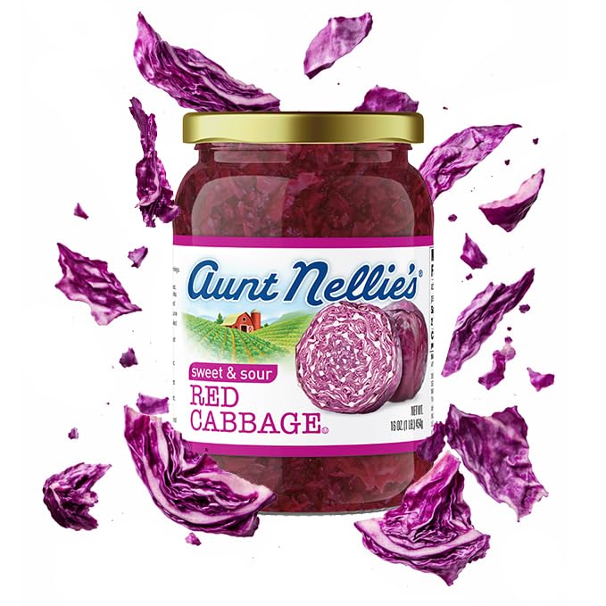 Aunt Nellie's Sweet & Sour Red Cabbage served in a bowl for versatile meals