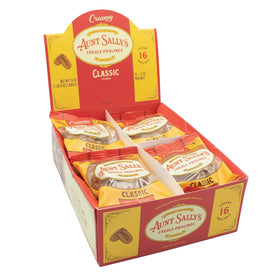 Aunt Sally's Creamy Classic Pralines 16-count box, perfect for gifting.