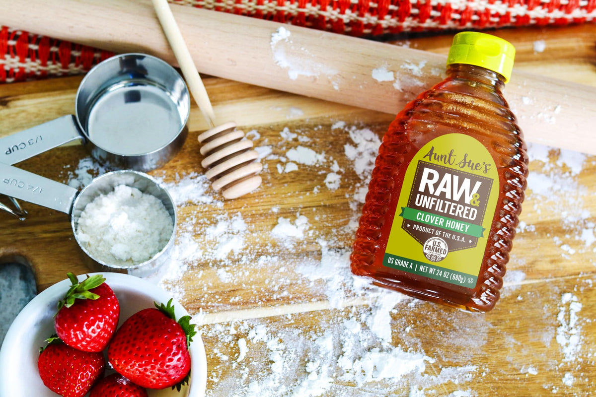 Aunt Sue's honey drizzle on toast capturing floral notes