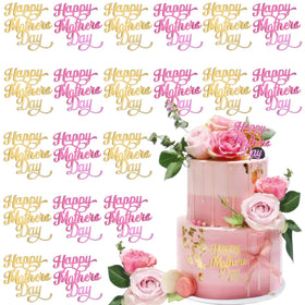 AUOCATTAIL Happy Mother’s Day topper on cake adds mirror acrylic elegance.