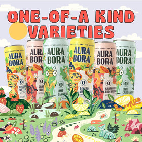 Aura Bora Grapefruit Elderflower can glints, a light flavor for mindful hydration.