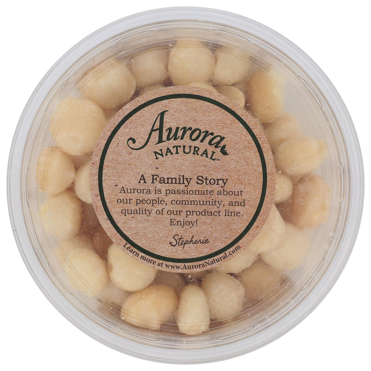 AURORA Macadamia Nuts raw 8 oz ingredients label view