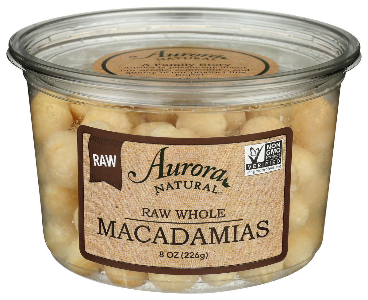AURORA Macadamia Nuts raw 8 oz packshot for premium snacking