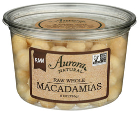 AURORA Macadamia Nuts raw 8 oz packshot for premium snacking