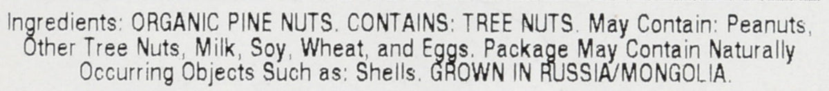 Aurora Kosher-certified pine nuts label close-up, trusted source for kitchen staples.