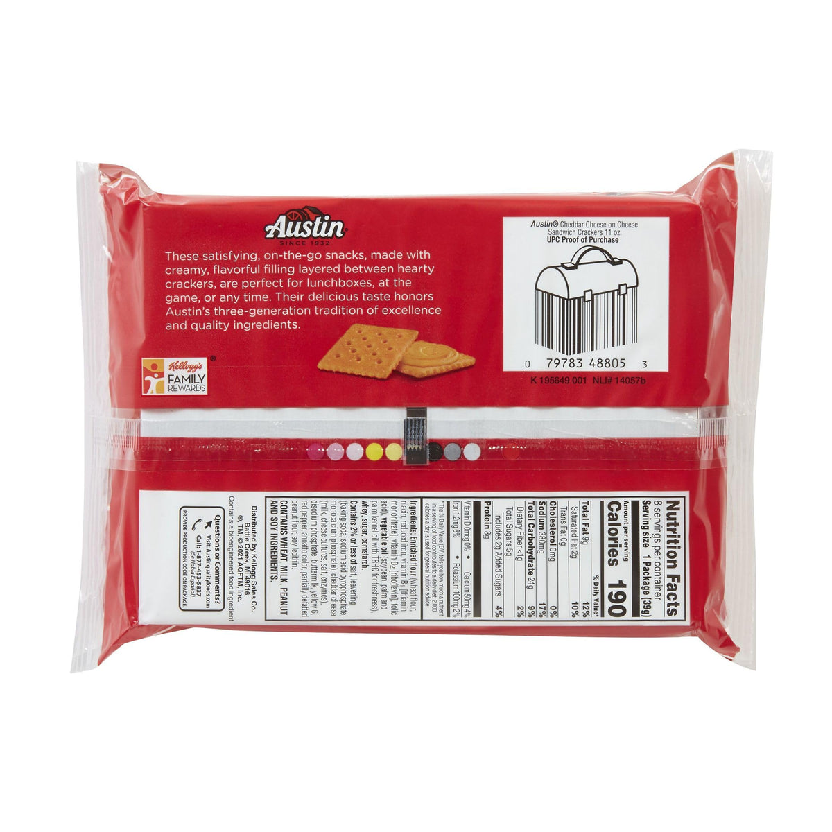 Austin Cheddar Cheese Flavored Sandwich Crackers pantry-staple, convenient and shareable.