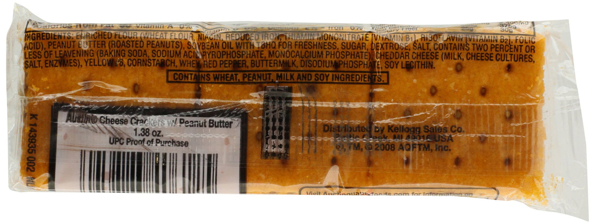 Austin Cheese Crackers with Peanut Butter back view reveals resealable packaging for on-the-go snacking